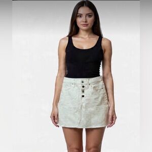 Madewell Cream Button-Front A-Line Skirt